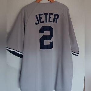 Vintage 90s New York Yankees Derek Jeter Gray Baseball Jersey